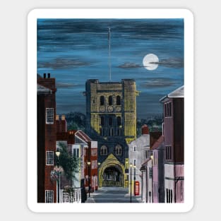 Norman Tower in the Moonlight Painting Sticker